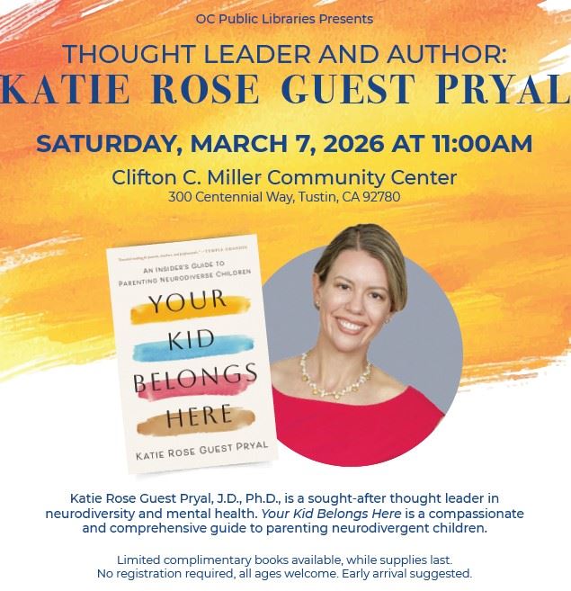 OC Public Libraries Presents Katie Rose Guest Pryal March 7, 2026 at 11 AM 