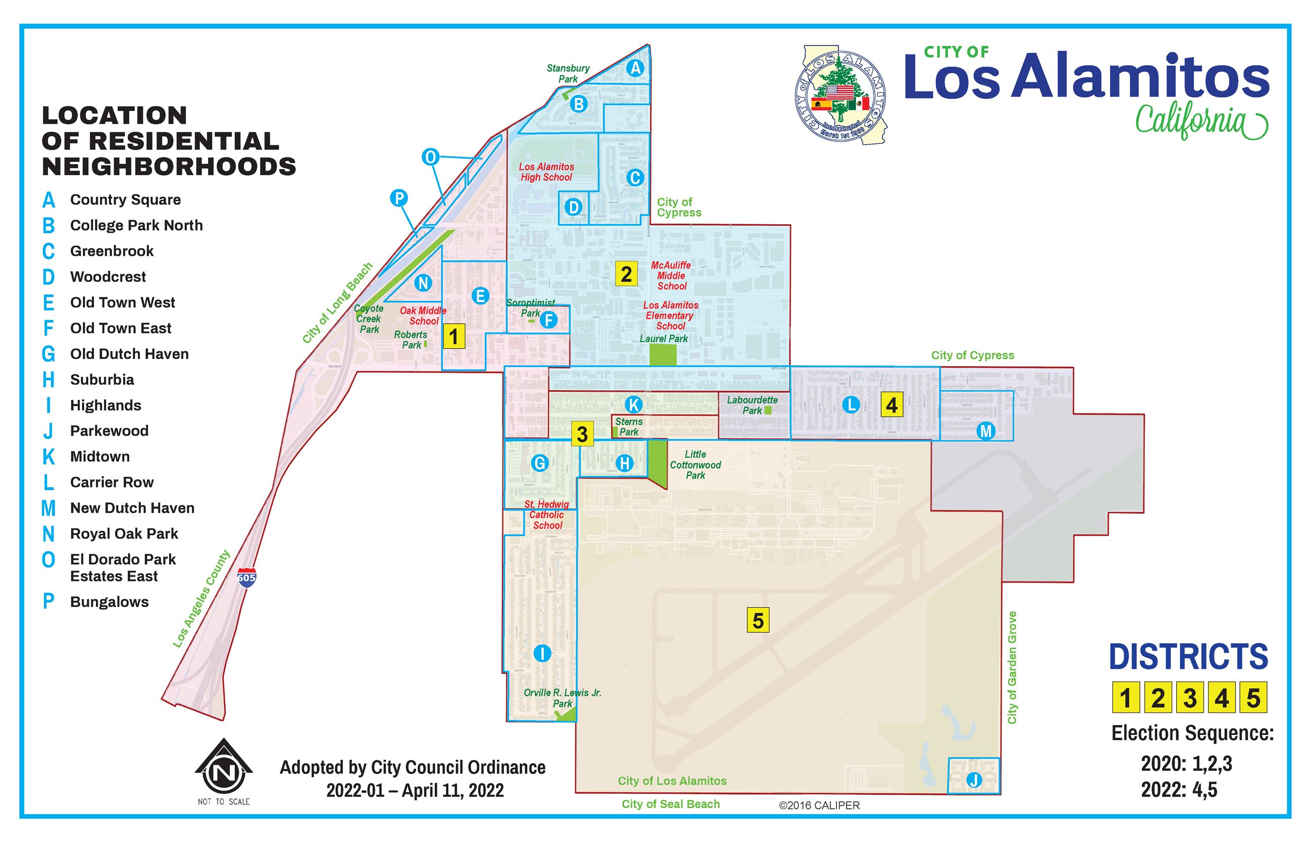 Los Alamitos Districts, Neighborhoods, Parks and Schools Map_2025